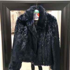 Blue faux fur jacket